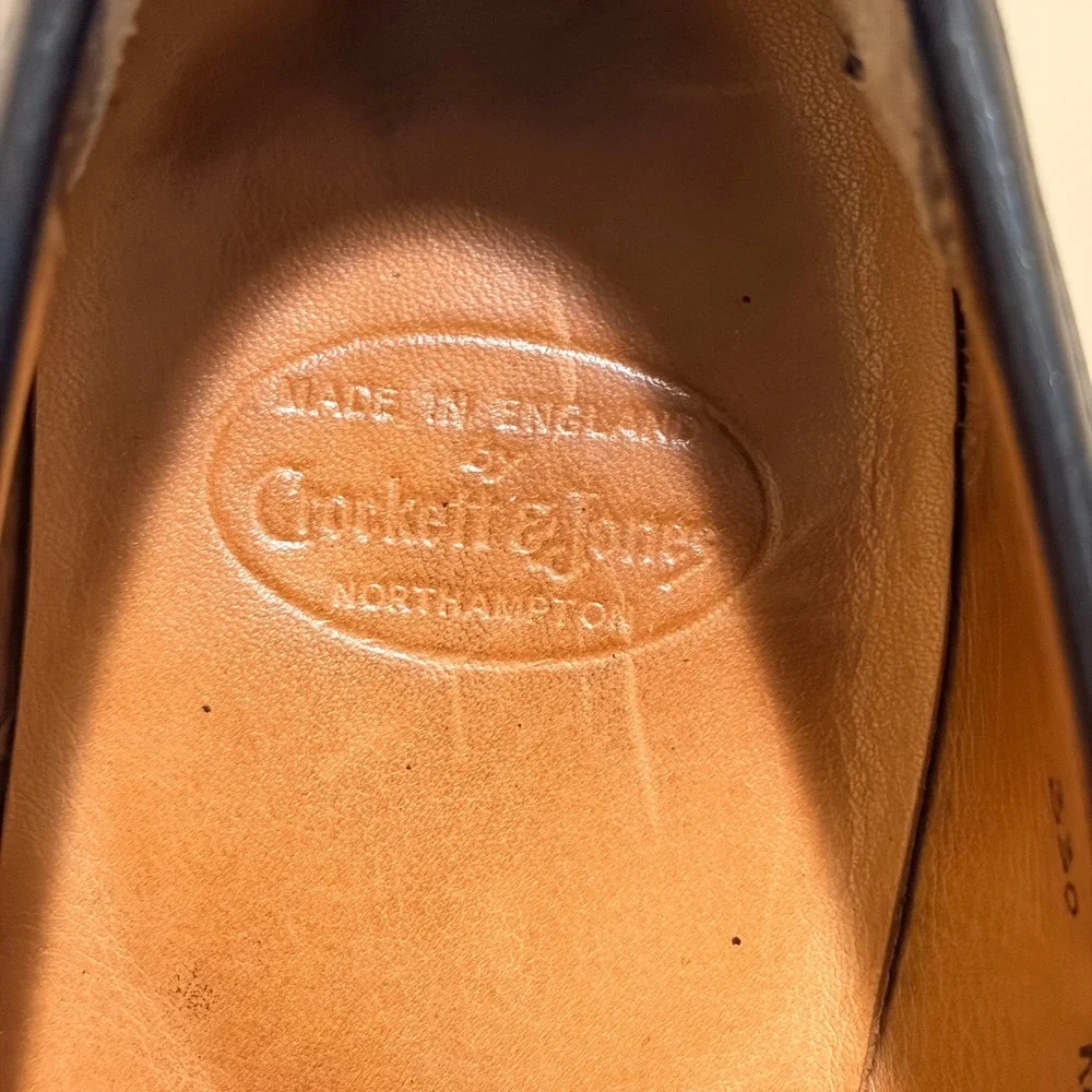 Crockett & Jones Rosebery Black Leather Penny Loafers Mens 8.5 E Made in England